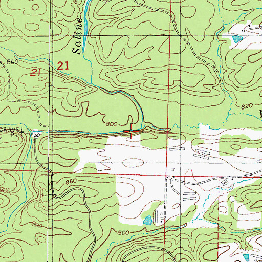 Topographic Map of Indian Creek, AR