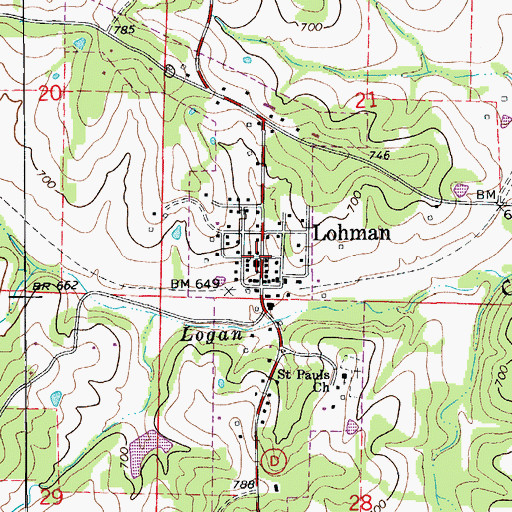 Topographic Map of Lohman, MO