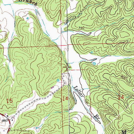 Topographic Map of Lollar Branch, MO