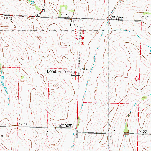 Topographic Map of London Cemetery, MO