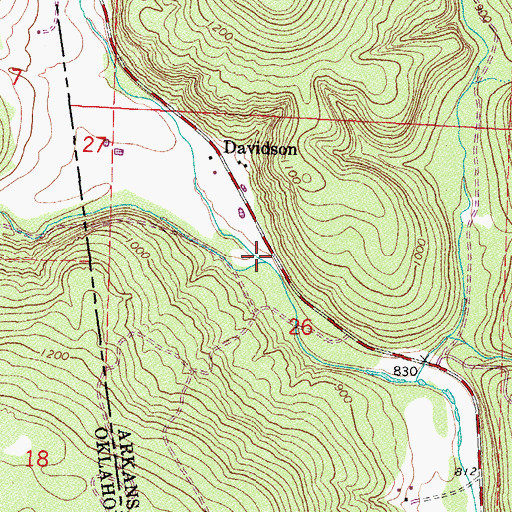 Topographic Map of Indian Creek, AR