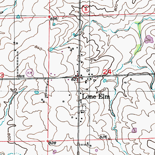 Topographic Map of Lone Elm, MO