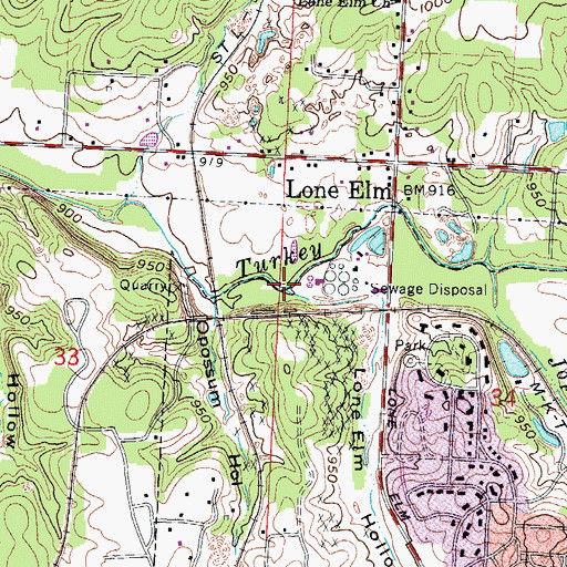 Topographic Map of Lone Elm Hollow, MO