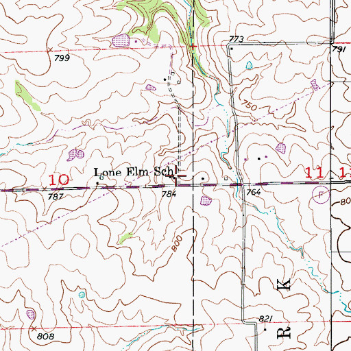 Topographic Map of Lone Elm School (historical), MO