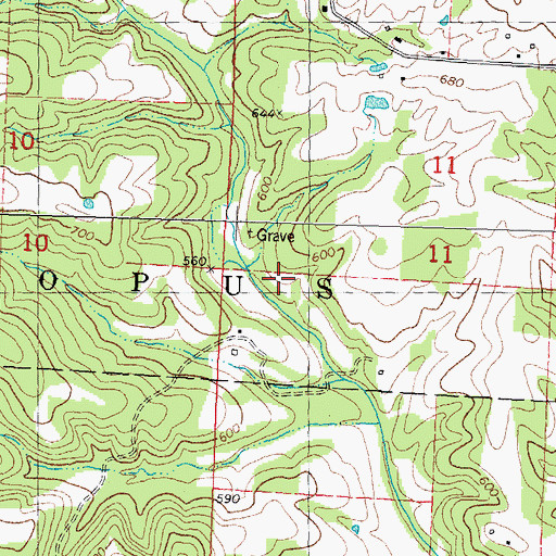 Topographic Map of Lone Grove School (historical), MO