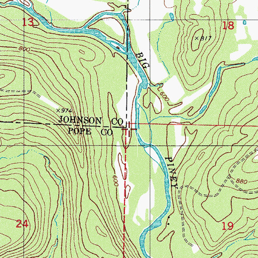 Topographic Map of Indian Creek, AR