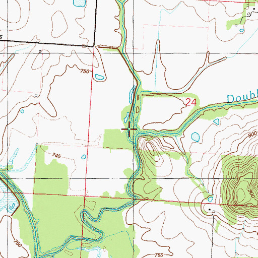 Topographic Map of Lone Oak Branch, MO
