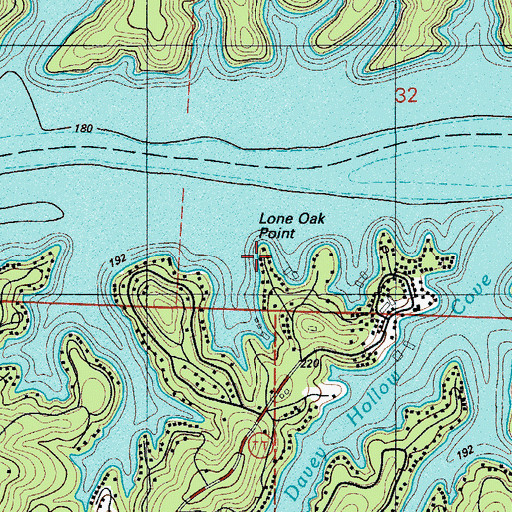 Topographic Map of Lone Oak Point, MO