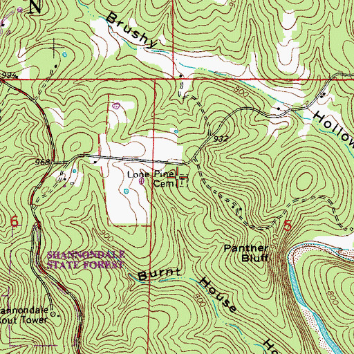 Topographic Map of Lone Pine - Piatt Cemetery, MO