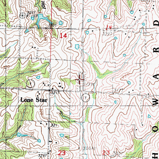 Topographic Map of Lone Star Cemetery, MO