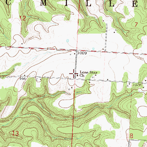 Topographic Map of Lone Star Church, MO