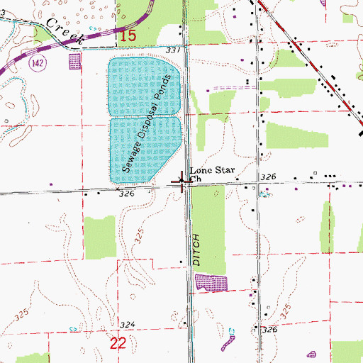 Topographic Map of Lone Star Church, MO