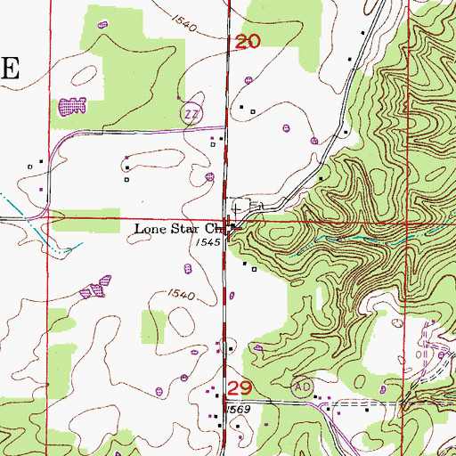 Topographic Map of Lone Star Church, MO