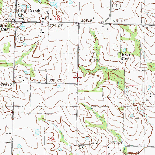Topographic Map of Lone Star School (historical), MO
