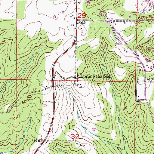 Topographic Map of Lone Star School, MO