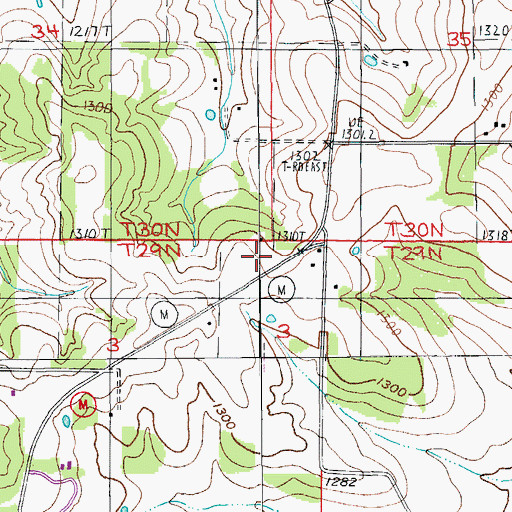 Topographic Map of Lone Star School (historical), MO
