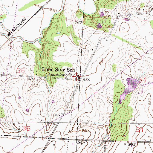 Topographic Map of Lone Star School (historical), MO