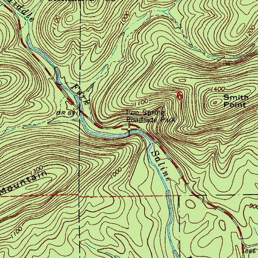 Topographic Map of Iron Spring Roadside Park, AR