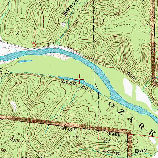 Topographic Map of Long Bay, MO
