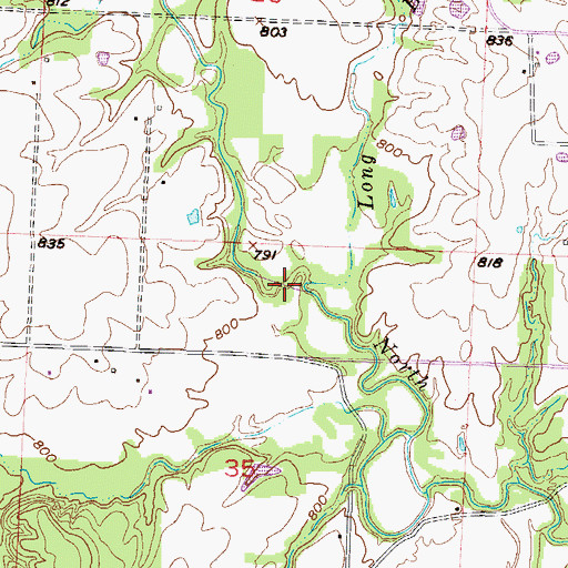 Topographic Map of Long Branch, MO