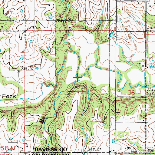 Topographic Map of Long Branch, MO