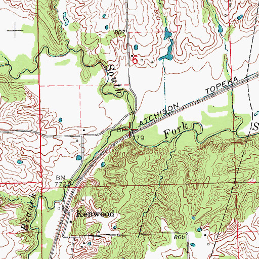 Topographic Map of Long Branch, MO