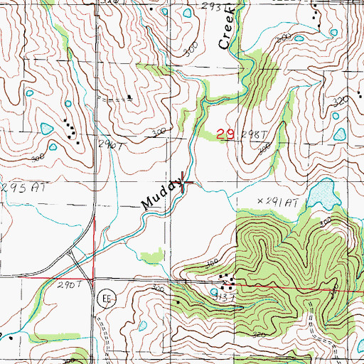 Topographic Map of Long Branch, MO