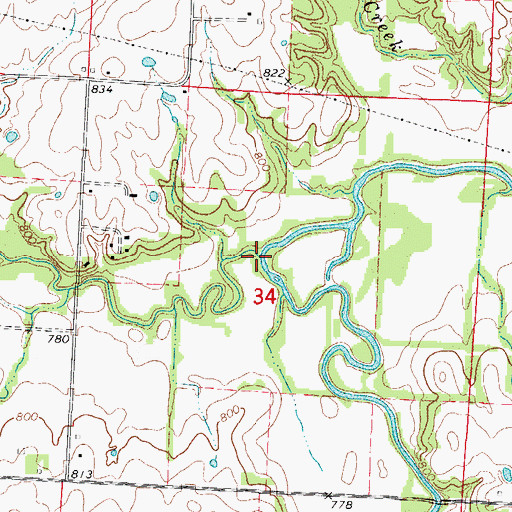 Topographic Map of Long Branch, MO