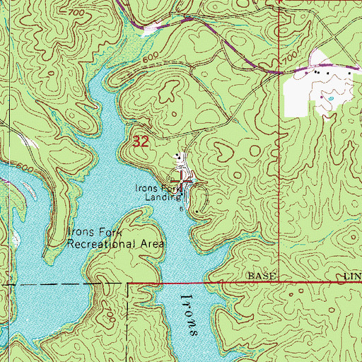 Topographic Map of Irons Fork Landing, AR