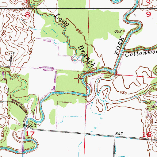 Topographic Map of Long Branch, MO