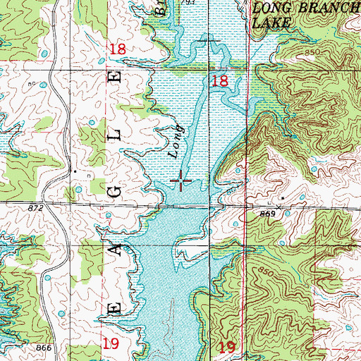 Topographic Map of Long Branch, MO