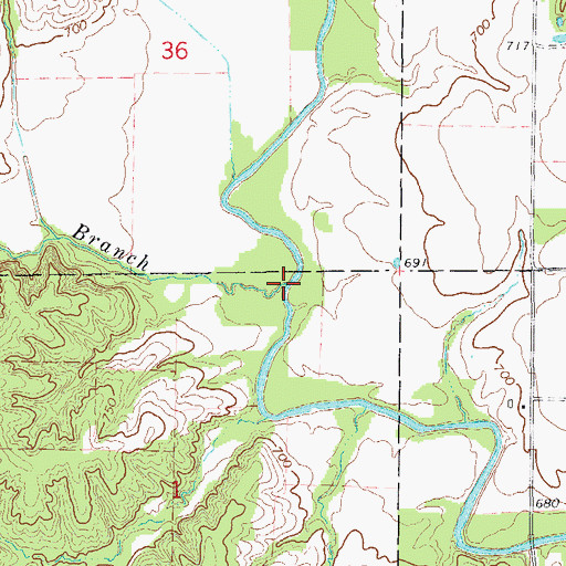 Topographic Map of Long Branch, MO