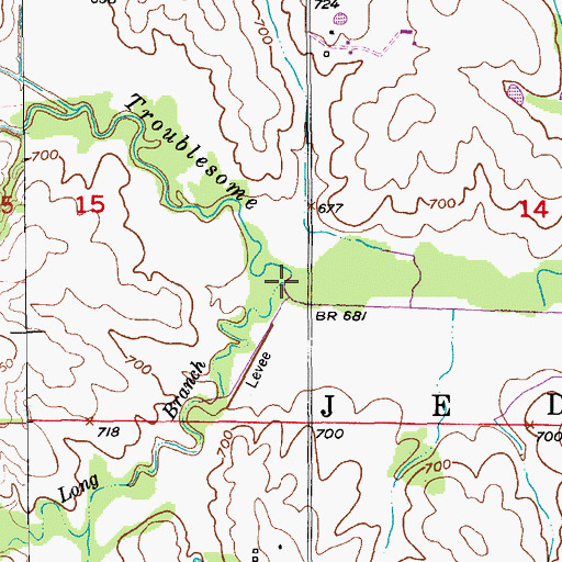 Topographic Map of Long Branch, MO