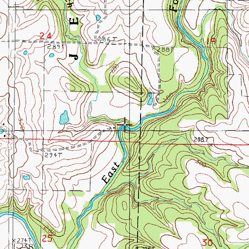 Topographic Map of Long Branch, MO