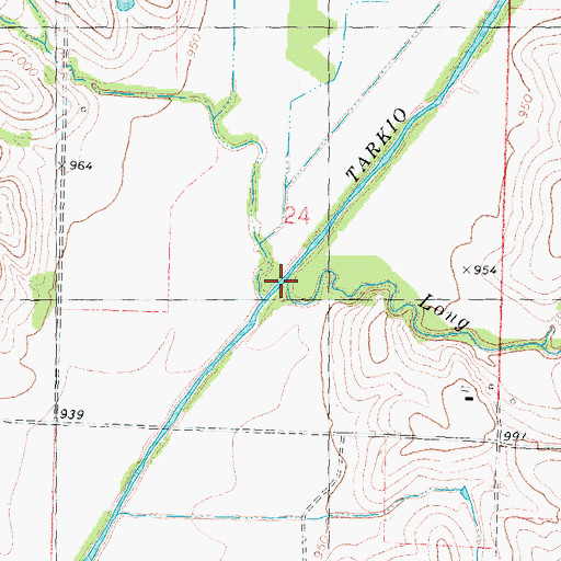 Topographic Map of Long Branch, MO