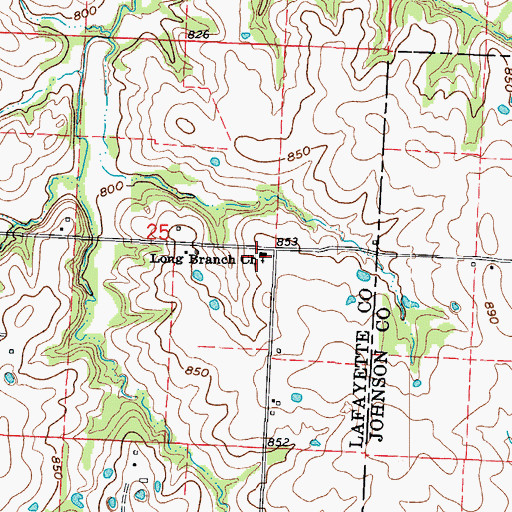 Topographic Map of Long Branch Church, MO
