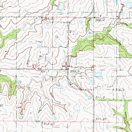 Topographic Map of Long Branch School (historical), MO