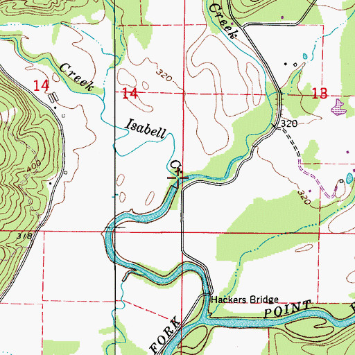Topographic Map of Isabell Creek, AR