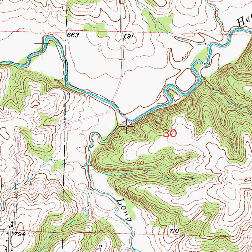 Topographic Map of Long Grove Branch, MO