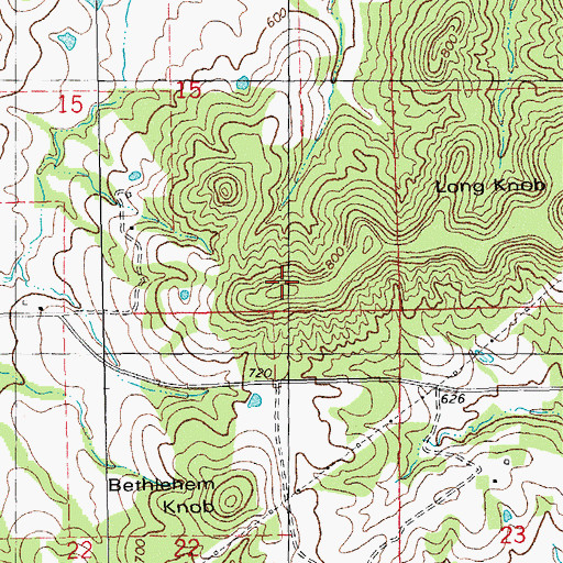 Topographic Map of Long Knob, MO