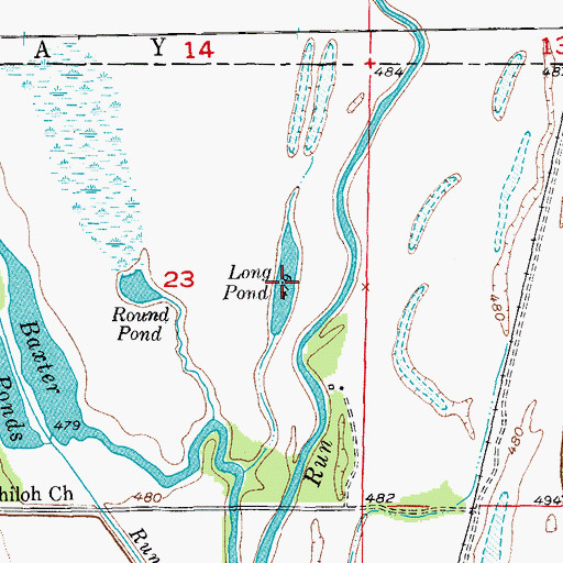 Topographic Map of Long Pond, MO
