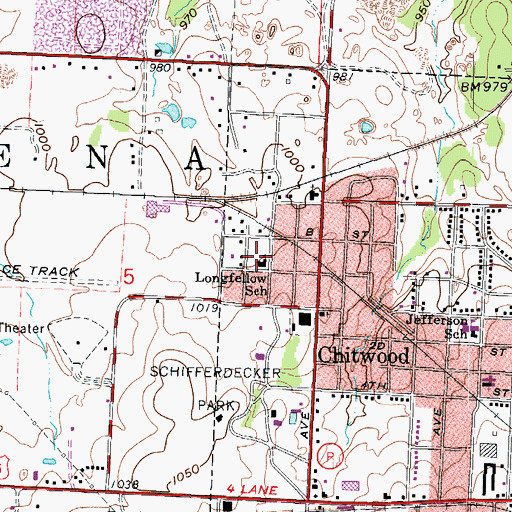 Topographic Map of Longfellow School (historical), MO