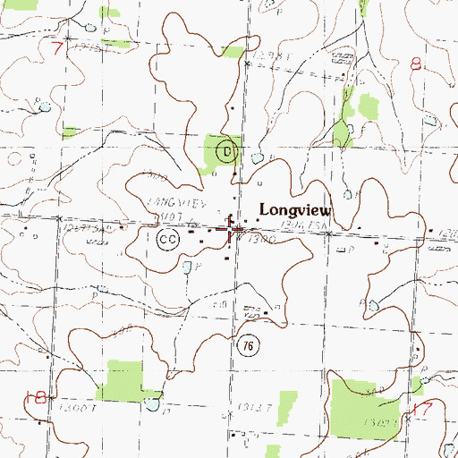 Topographic Map of Longview, MO