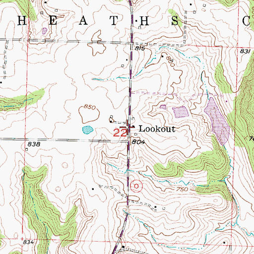 Topographic Map of Lookout, MO