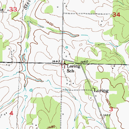 Topographic Map of Loring School, MO