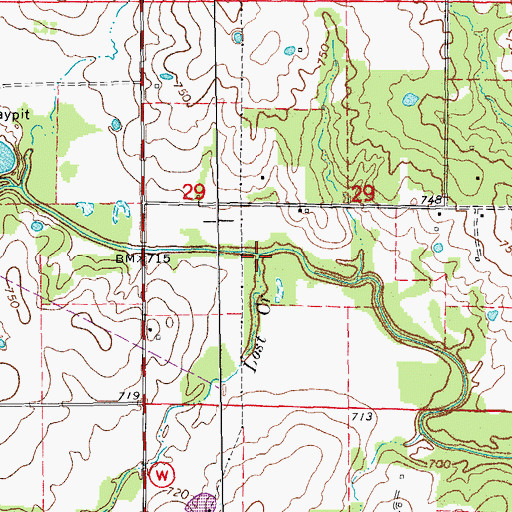 Topographic Map of Lost Creek, MO