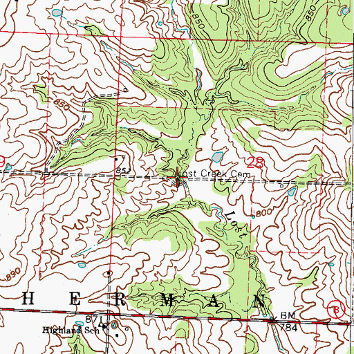 Topographic Map of Lost Creek Cemetery, MO