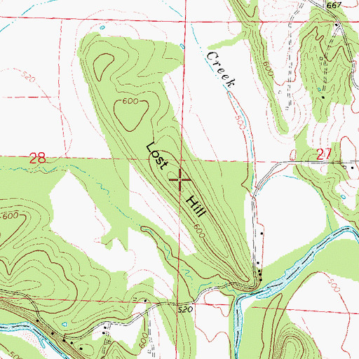 Topographic Map of Lost Hill, MO