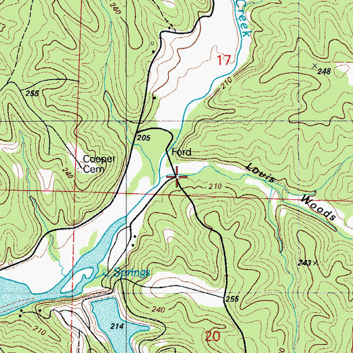 Topographic Map of Louis Woods Hollow, MO