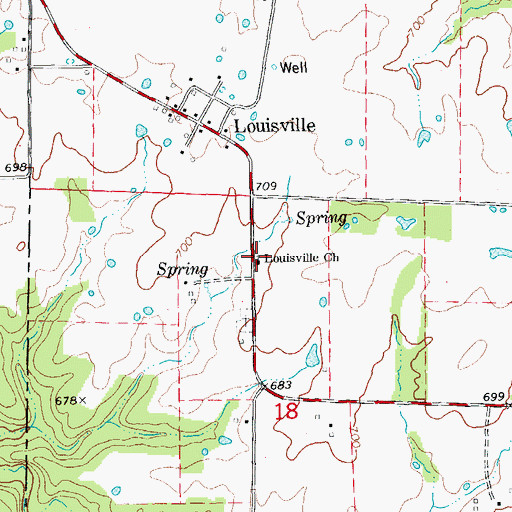 Topographic Map of Louisville Church, MO